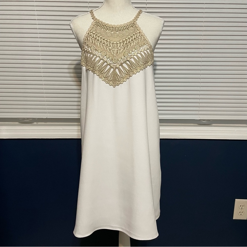 Lilly Pulitzer Pearl White Shift Dress Resort White Gold Halter